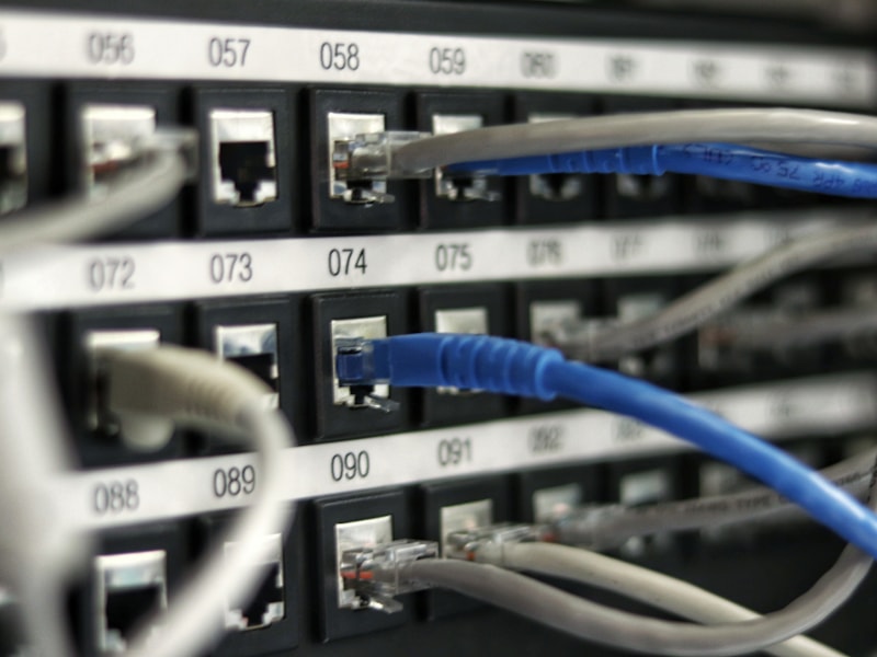 Network infrastructure and cabling representing enterprise networking